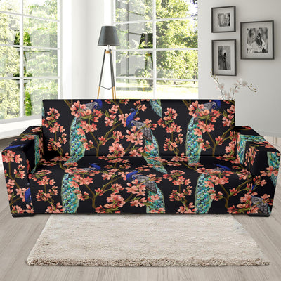 Peacock Pattern Print Design A01 Sofa Slipcover