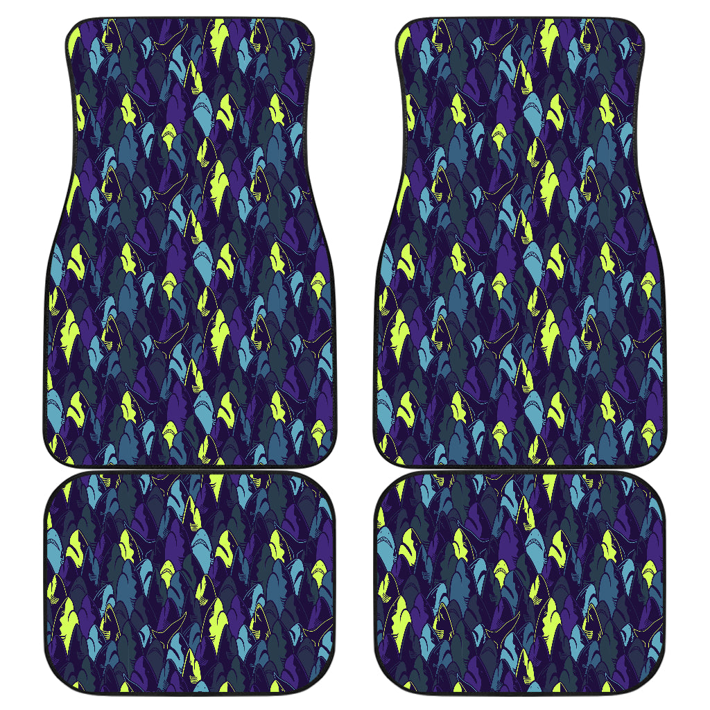 Shark Neon color Print Car Floor Mats Front Back