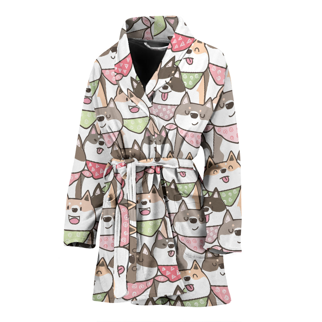 Shiba Inu Print Design LKS305 Women Bathrobe