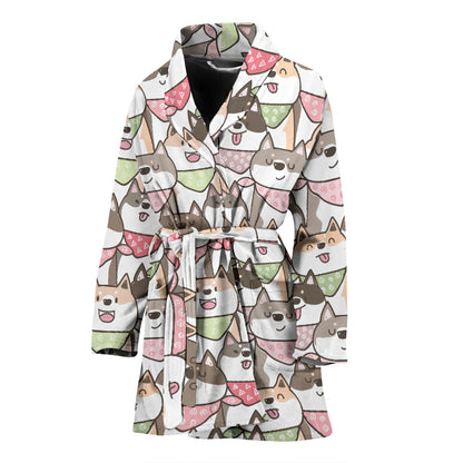 Shiba Inu Print Design LKS305 Women Bathrobe