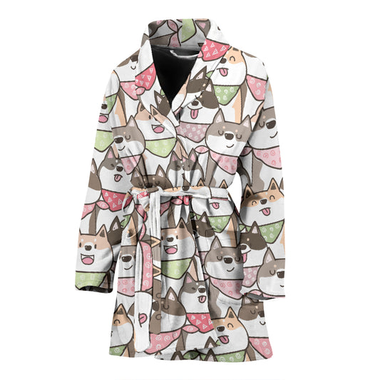 Shiba Inu Print Design LKS305 Women Bathrobe