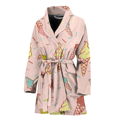 Ice Cream Pattern Print Design 02 Women Bathrobe