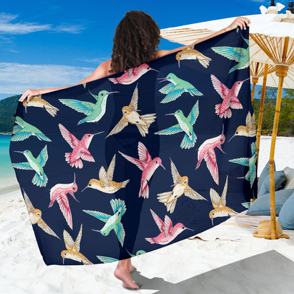 Hummingbird Cute Pattern Print Design 01 Sarong Pareo Wrap