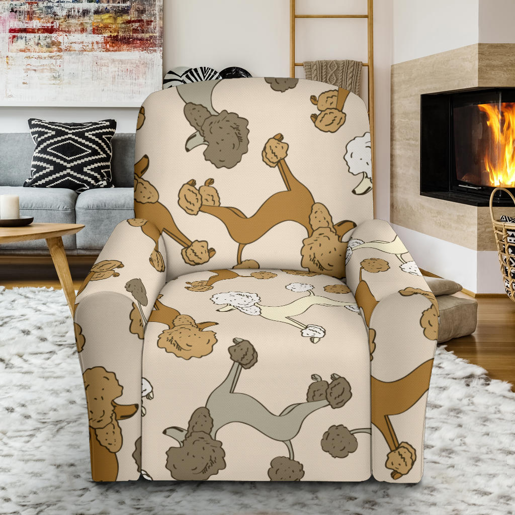 Poodle Pattern Print Design A01 Recliner Slipcover with Pocket