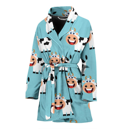 Cattle Cute Pattern Print Design 01 Women Bathrobe
