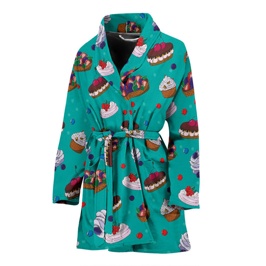 Cake Pattern Print Design 07 Women Bathrobe