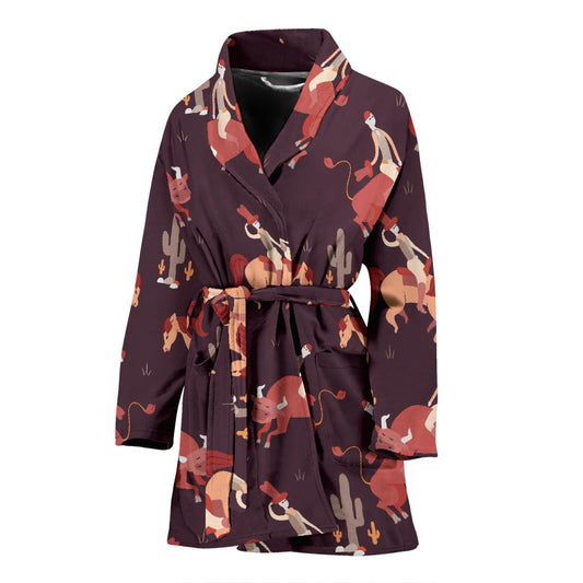 Rodeo Pattern Print Design A01 Women Bathrobe