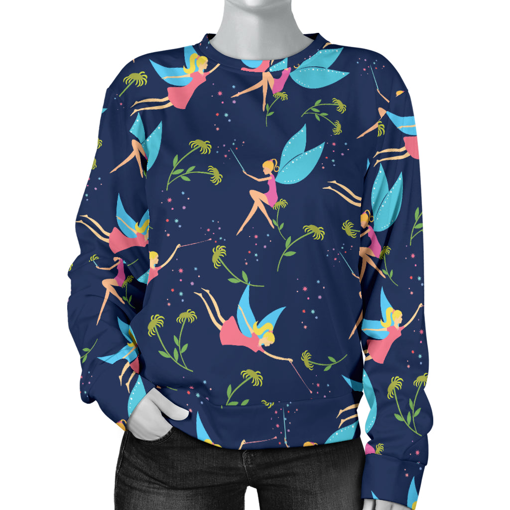 Fairy with flower Print Pattern Women Long Sleeve Sweatshirt