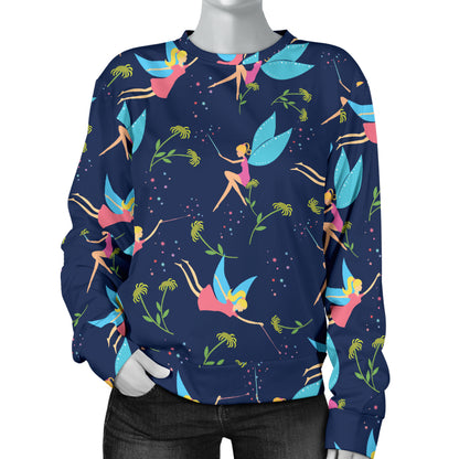 Fairy with flower Print Pattern Women Long Sleeve Sweatshirt