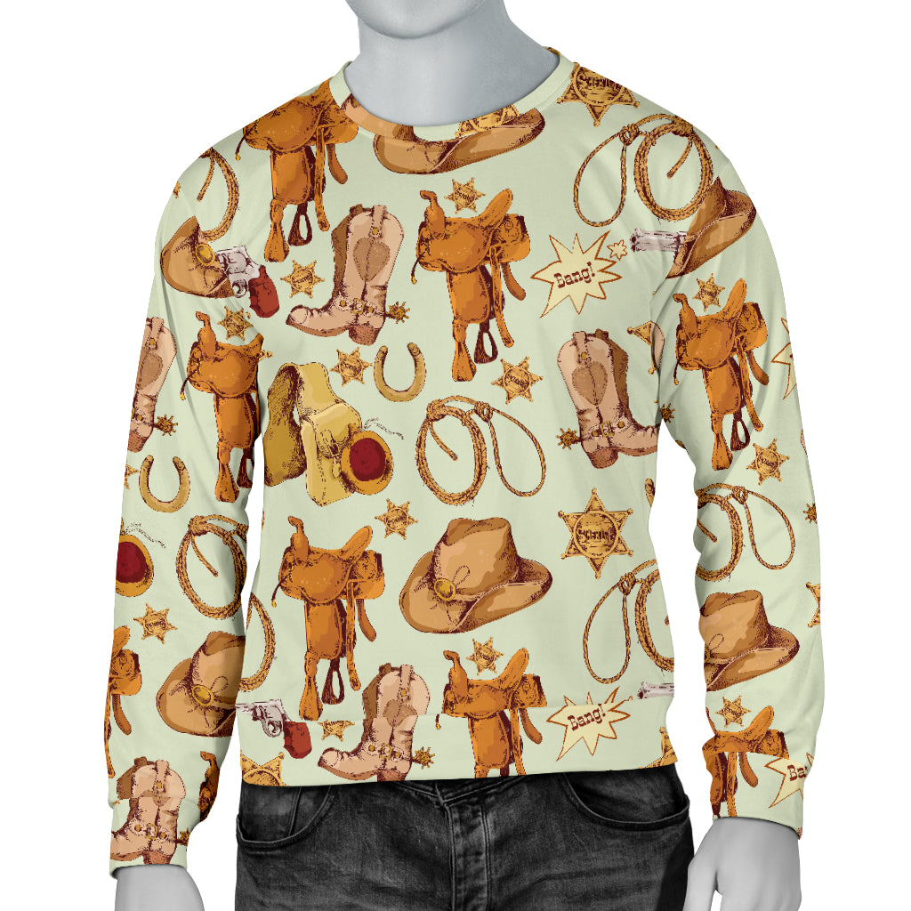 Western Cowboy Design Pattern Men Long Sleeve Sweatshirt