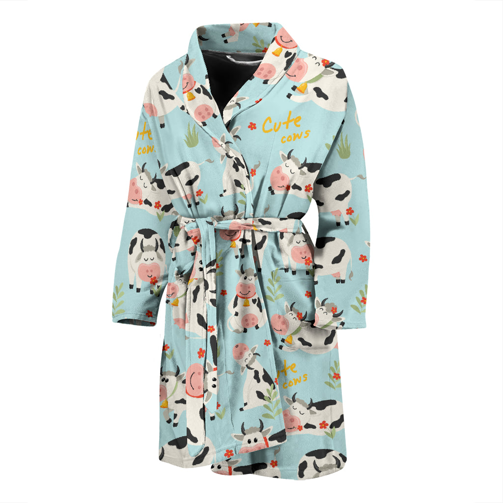 Cattle Print Design LKS403 Men Bathrobe