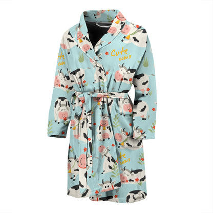 Cattle Print Design LKS403 Men Bathrobe