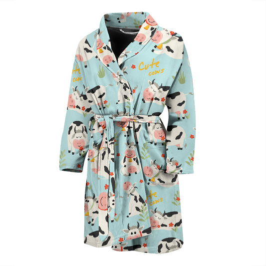 Cattle Print Design LKS403 Men Bathrobe