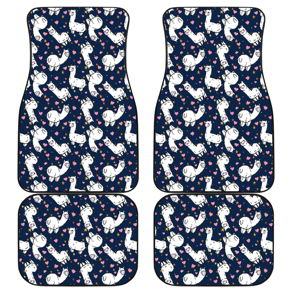 Alpaca Heart Star Design Themed Print Car Floor Mats Front Back