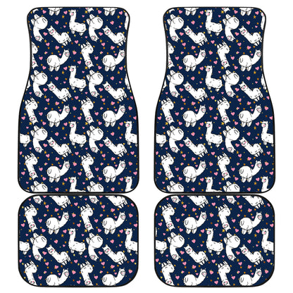 Alpaca Heart Star Design Themed Print Car Floor Mats Front Back