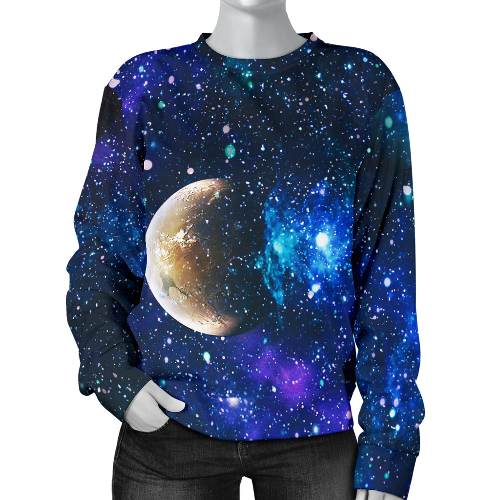 Galaxy Stardust Planet Space Print Women Long Sleeve Sweatshirt