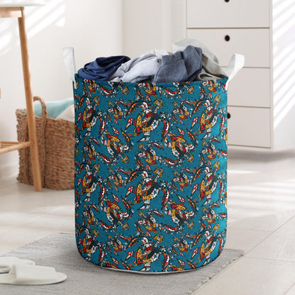Sea Turtle Tribal Colorful Hand Drawn Laundry Basket