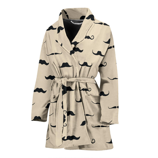 Mustache Pattern Print Design A03 Women Bathrobe