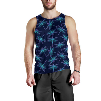 Dragonfly Hand Drawn Style Print Men Tank Top