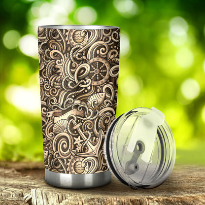 Nautical Tattoo Design Themed Print Tumbler