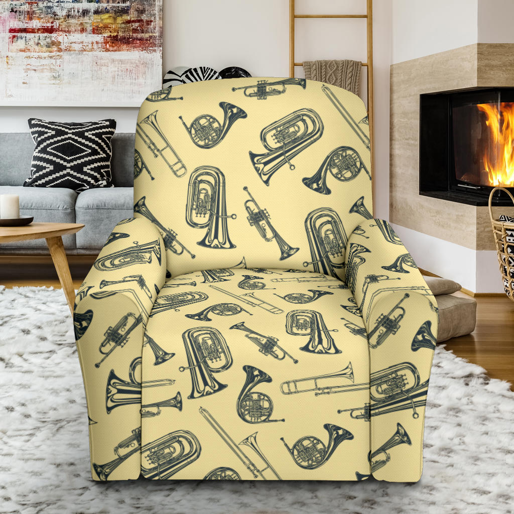 Tuba Pattern Print Design 01 Recliner Slipcover with Pocket