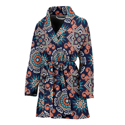 Bohemian Pattern Print Design 02 Women Bathrobe