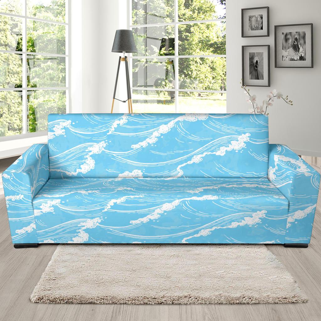 Ocean Wave Pattern Print Design A01 Sofa Slipcover