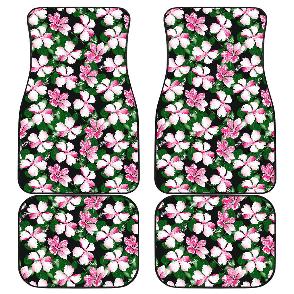 Hibiscus Pink Flower Hawaiian Print Car Floor Mats Front Back
