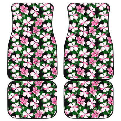 Hibiscus Pink Flower Hawaiian Print Car Floor Mats Front Back