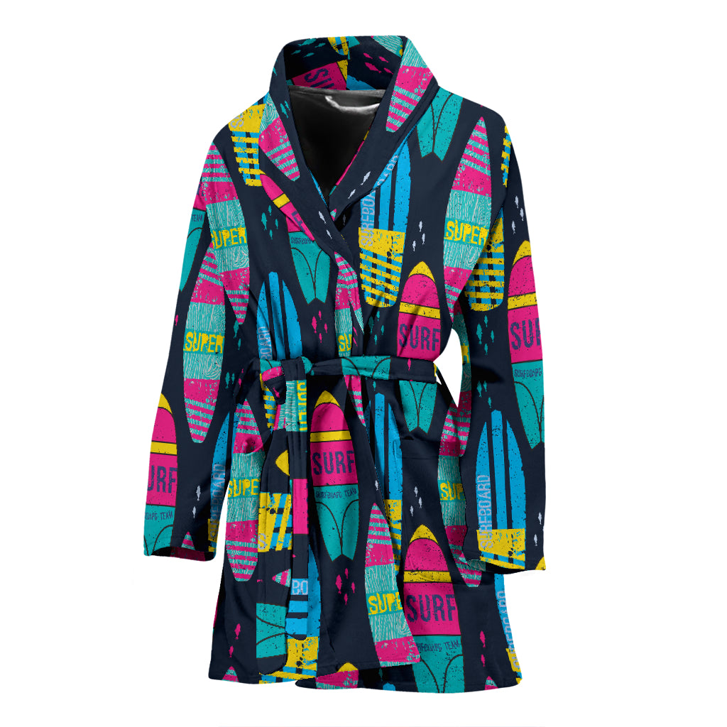 Surfboard Colorful Print Design LKS302 Women Bathrobe