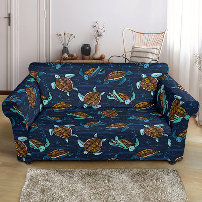 Sea Turtle Print Design LKS3011 Loveseat Couch Slipcover