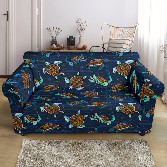 Sea Turtle Print Design LKS3011 Loveseat Couch Slipcover