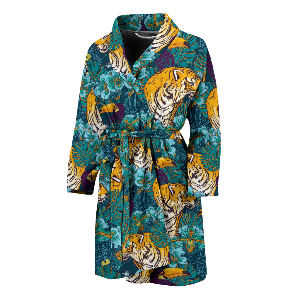 Tiger Tropical Print Design LKS301 Men Bathrobe