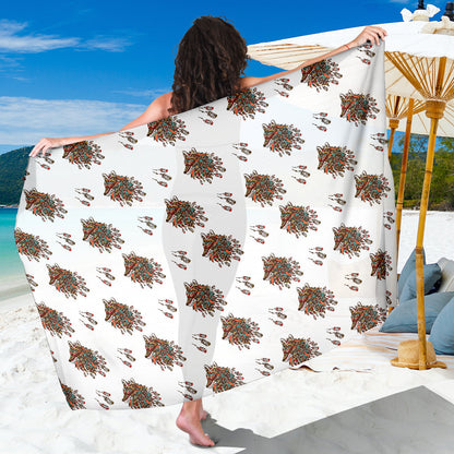 Aztec Wolf Pattern Print Design 02 Sarong Pareo Wrap