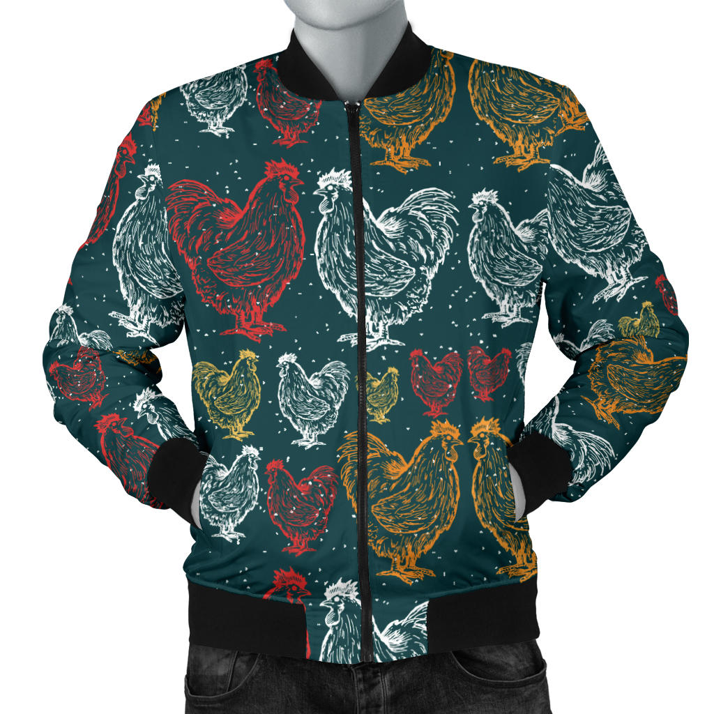 Rooster Hand Draw Design Men Bomber Jacket