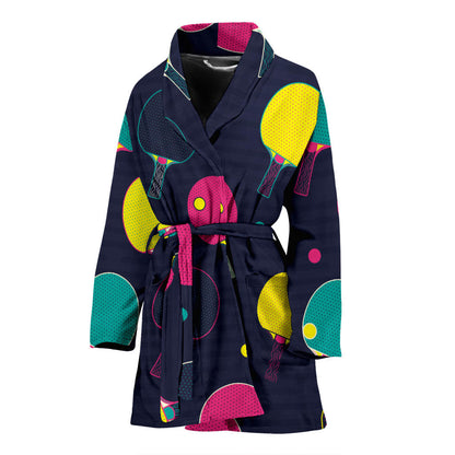 Ping Pong Pattern Print Design A04 Women Bathrobe