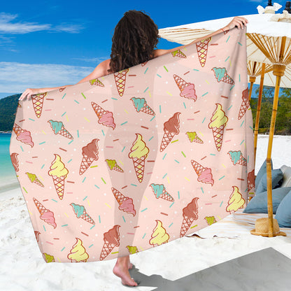 Ice Cream Pattern Print Design 02 Sarong Pareo Wrap