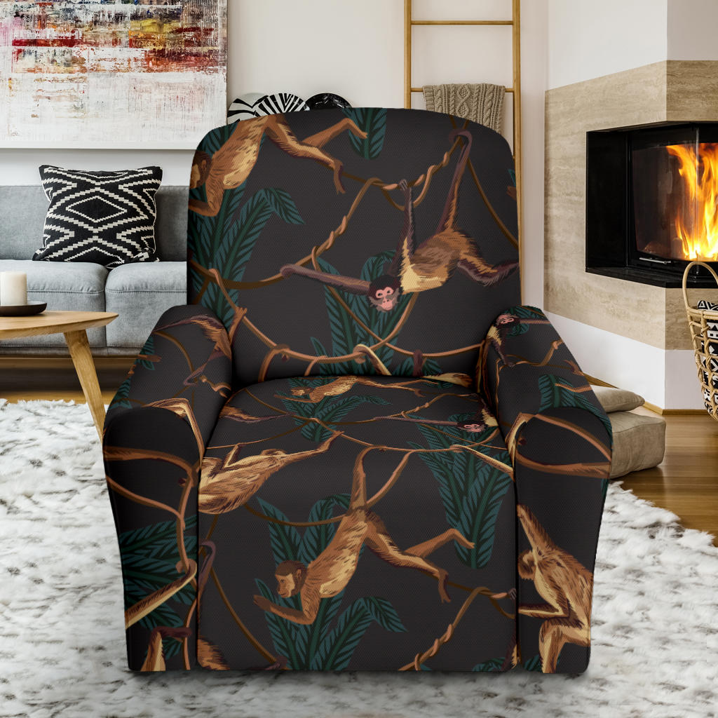 Monkey Pattern Print Design 02 Recliner Slipcover with Pocket