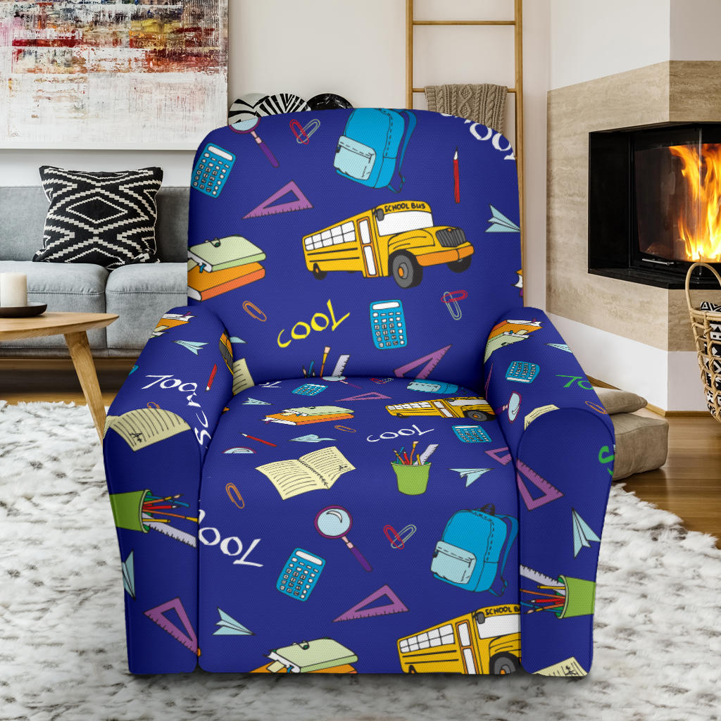 School Bus Print Design LKS307 Recliner Slipcover with Pocket