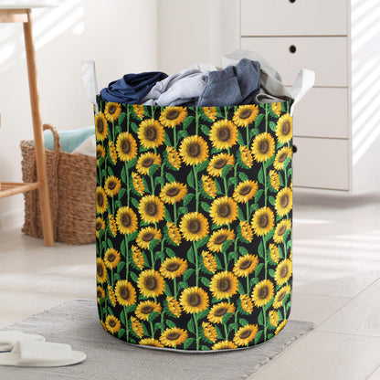 Sunflower Realistic Print Pattern Laundry Basket
