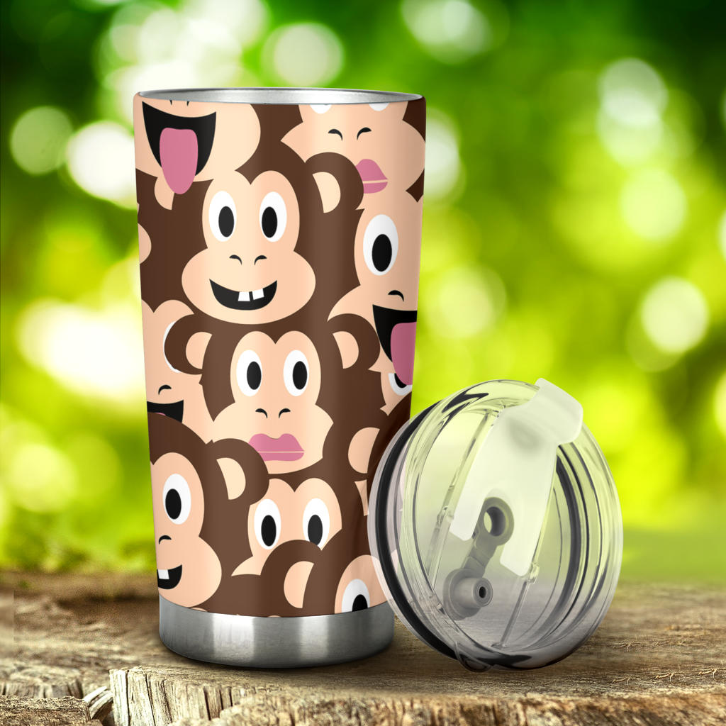Emoji Monkey Print Pattern Tumbler
