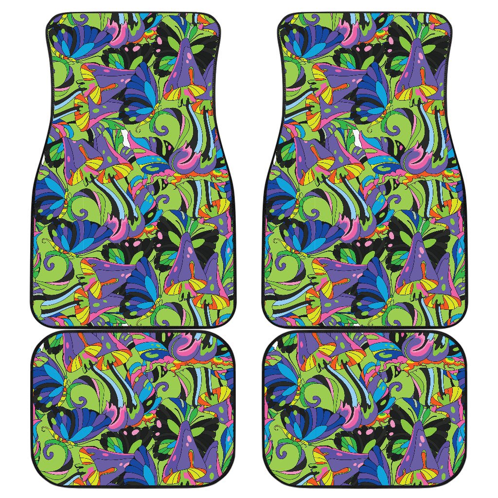 Psychedelic Trippy Mushroom Themed Car Floor Mats Front Back
