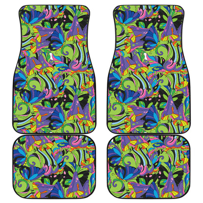 Psychedelic Trippy Mushroom Themed Car Floor Mats Front Back