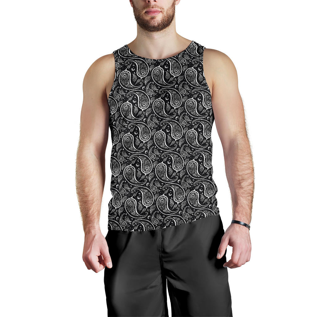 Paisley Black Design Print Men Tank Top
