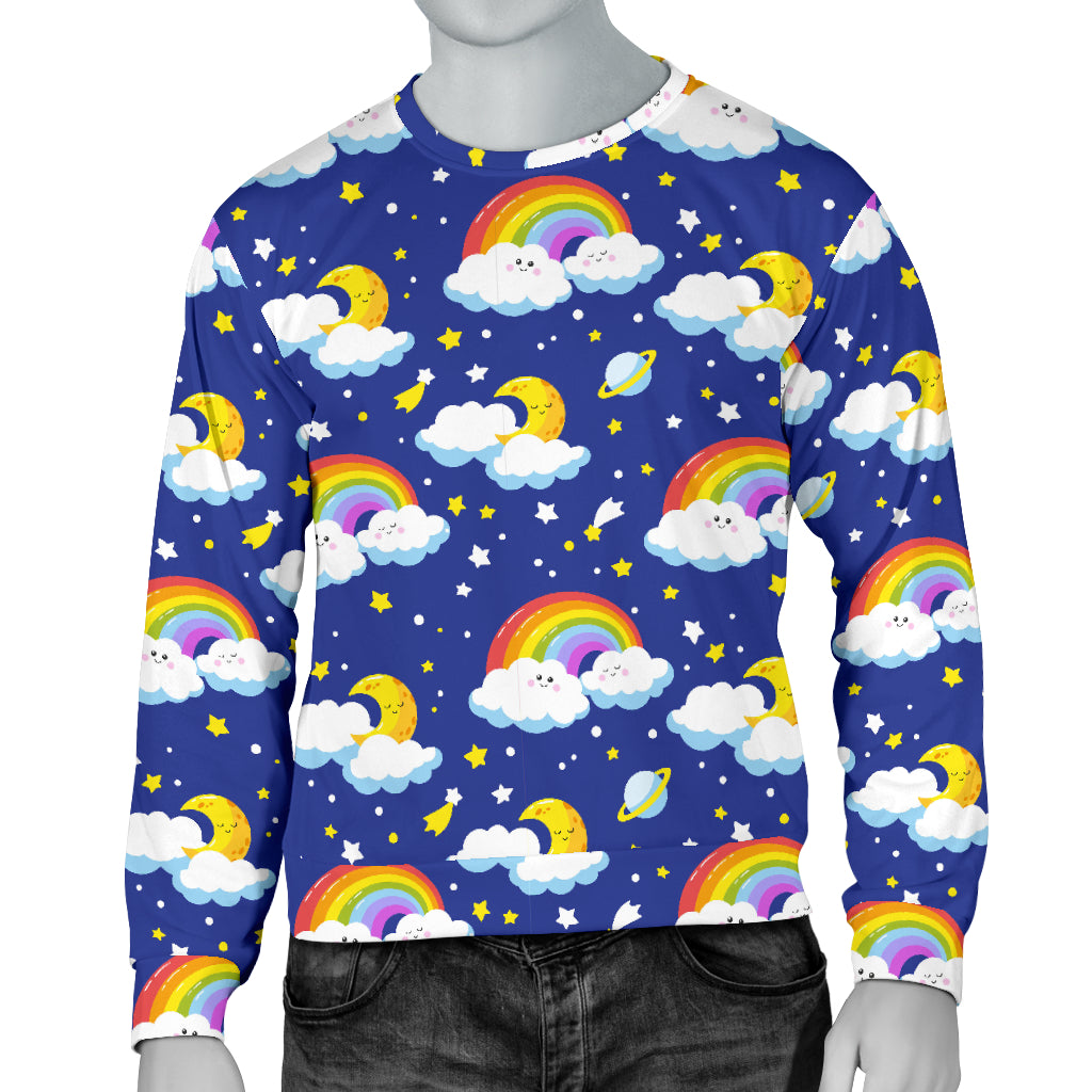 Rainbow Space Design Print Men Long Sleeve Sweatshirt