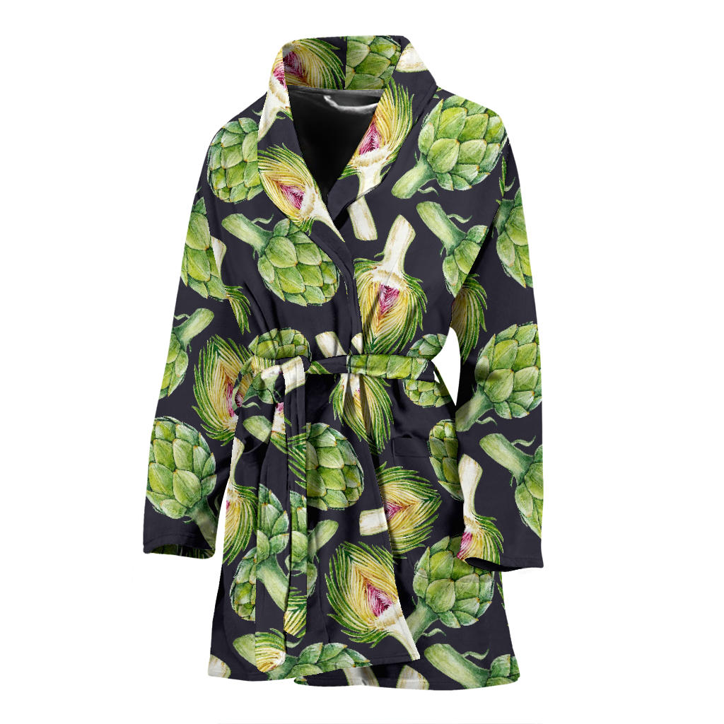 Artichoke Pattern Print Design 01 Women Bathrobe