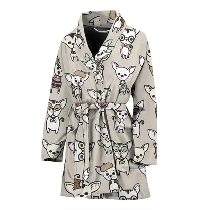 Chihuahua Pattern Print Design 02 Women Bathrobe