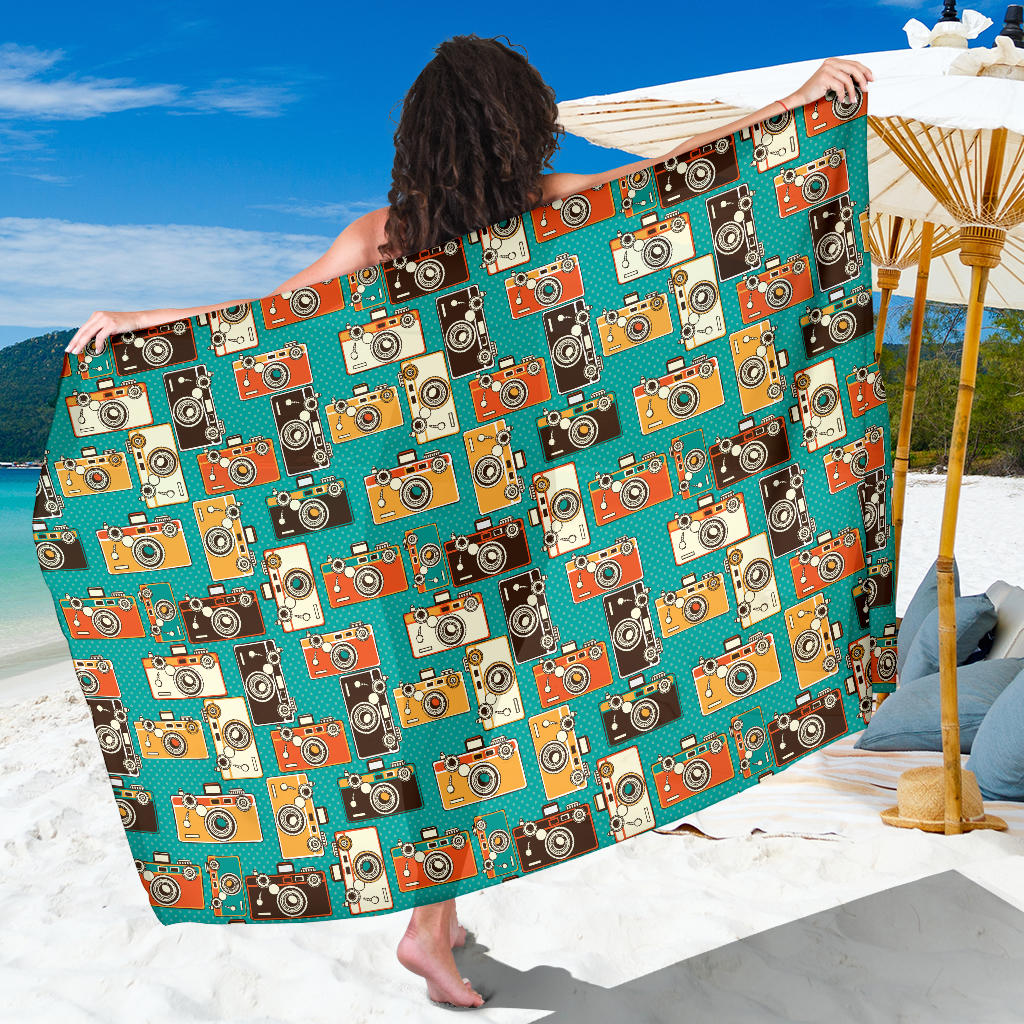 Camera Pattern Print Design 02 Sarong Pareo Wrap