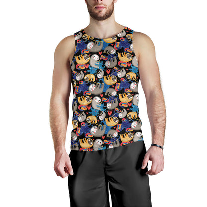 Sloth Cartoon Design Themed Print Men Tank Top