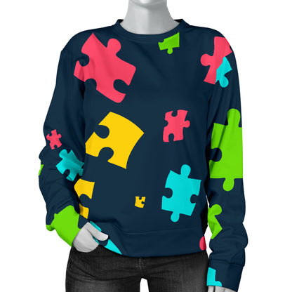 Autism Awareness Colorful Design Print Women Long Sleeve Sweatshirt